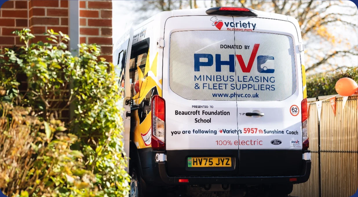 Variety-donated electric minibus for a community school